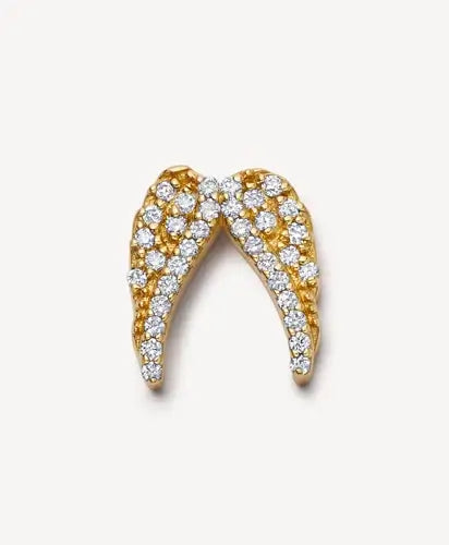 diamond angel wings charm in 18k yellow gold.