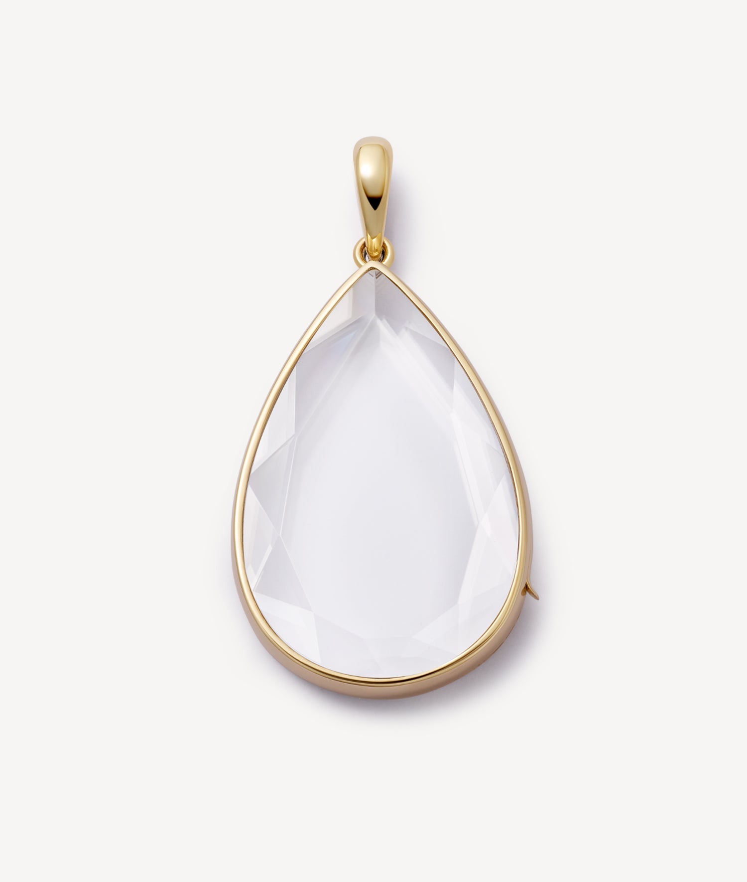 Teardrop Gold Locket pendant with crystal facade.
