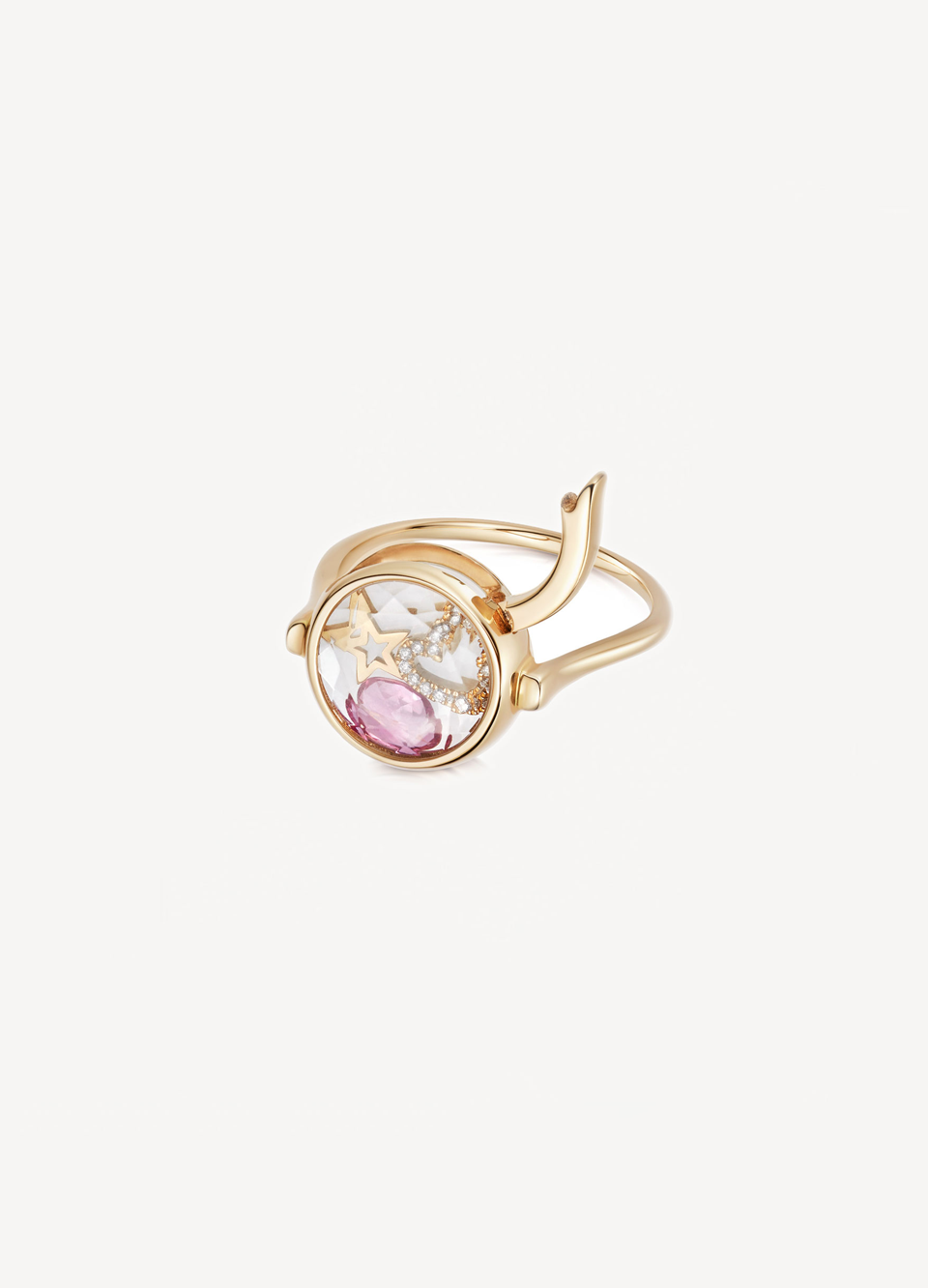 Faceted Round Locket Ring 18k