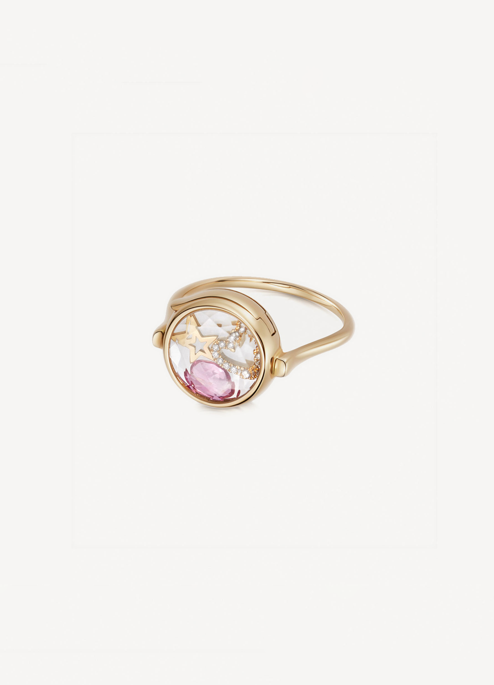 Faceted Round Locket Ring 18k