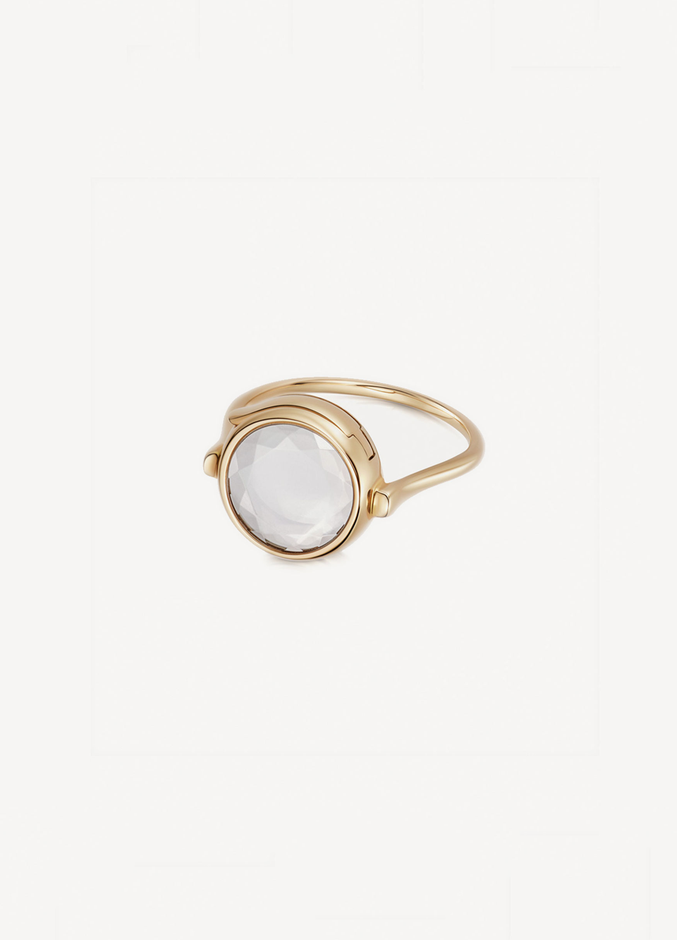 Faceted Round Locket Ring 18k