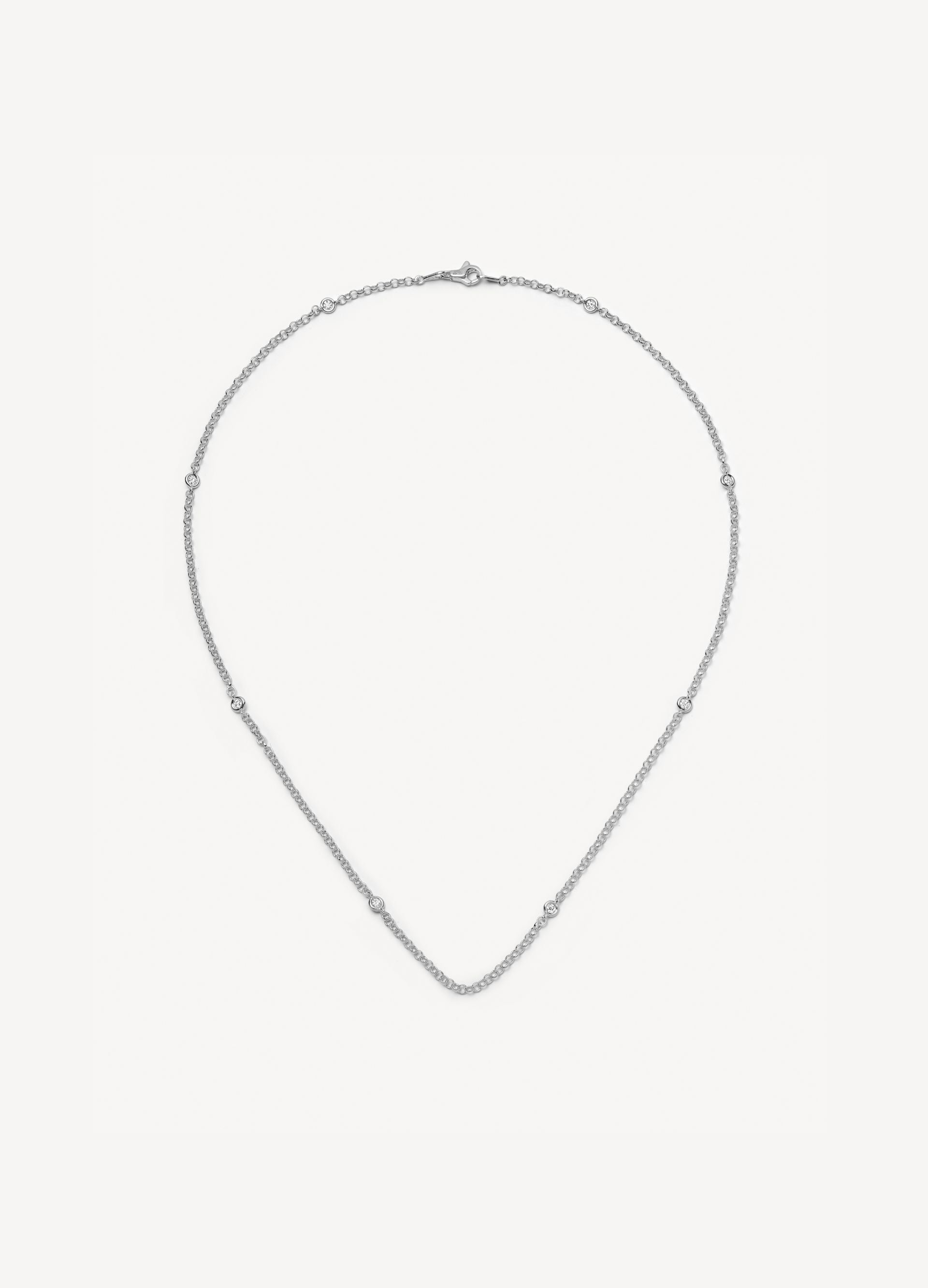 Diamond White Gold Necklace 18 Inch Chain 18k