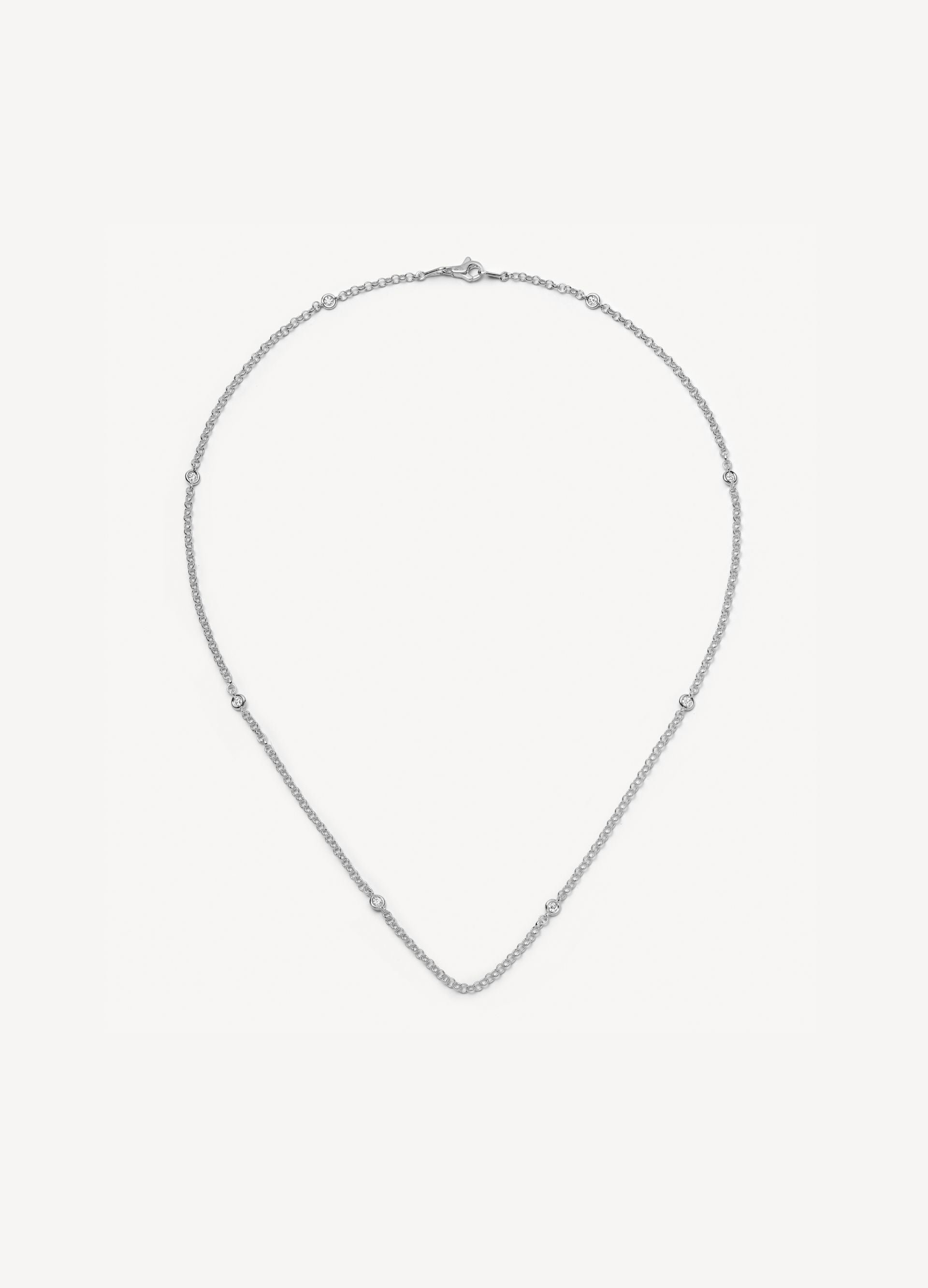 Diamond White Gold Necklace 18 Inch Chain 18k