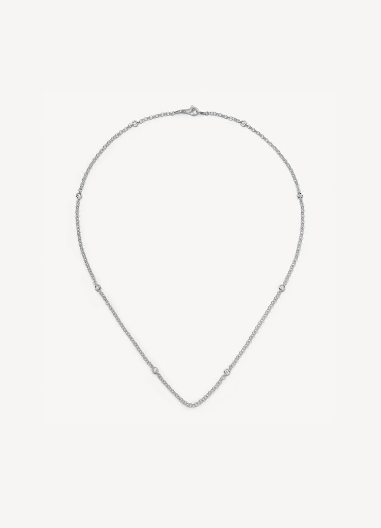 Diamond White Gold Necklace 18 Inch Chain 18k