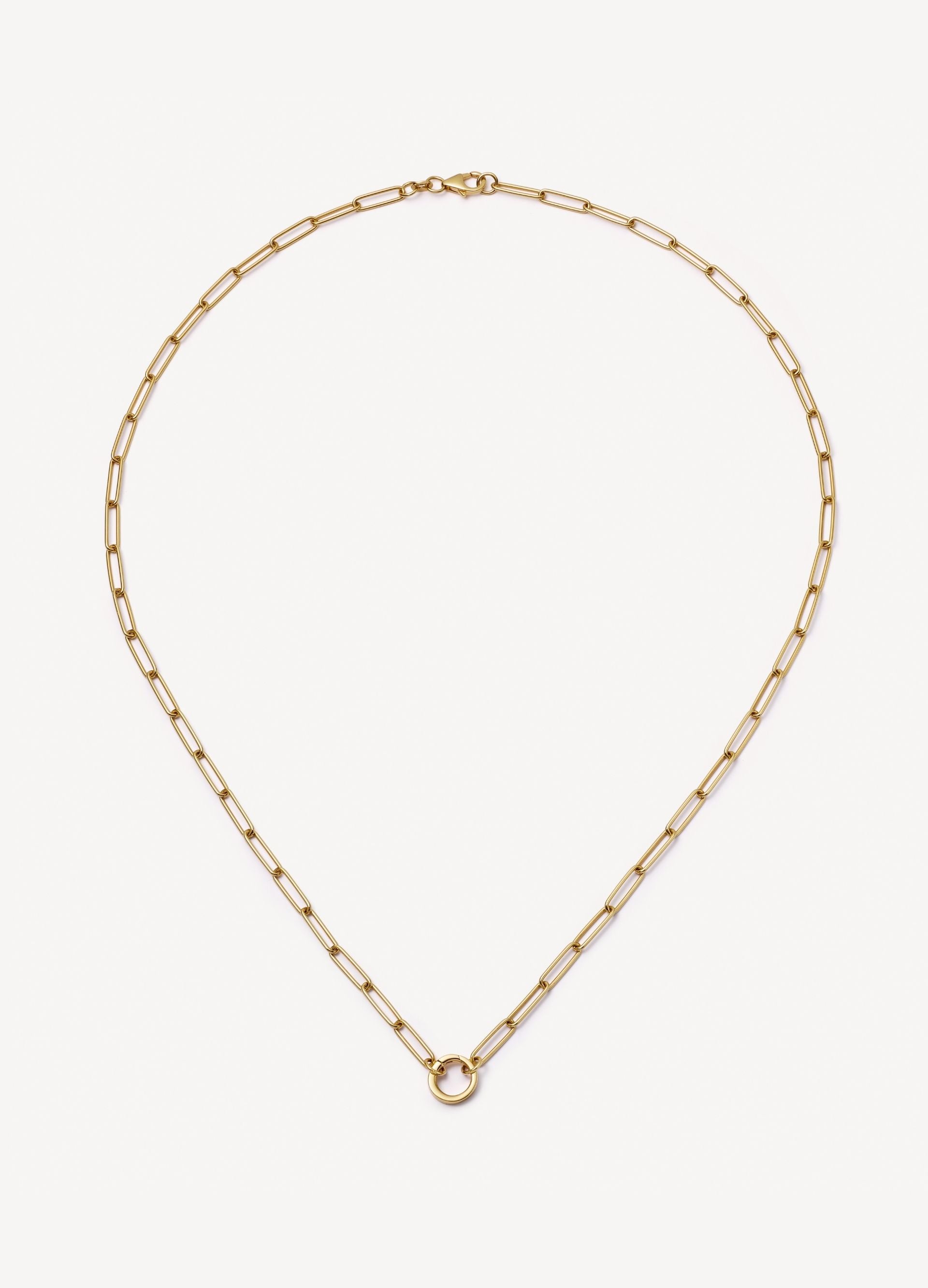 Paperclip Gold Necklace 22 Inch Chain 18k