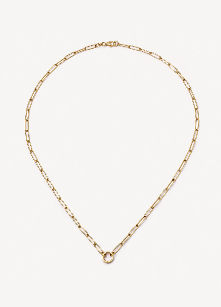 Paperclip Gold Necklace 22 Inch Chain 18k