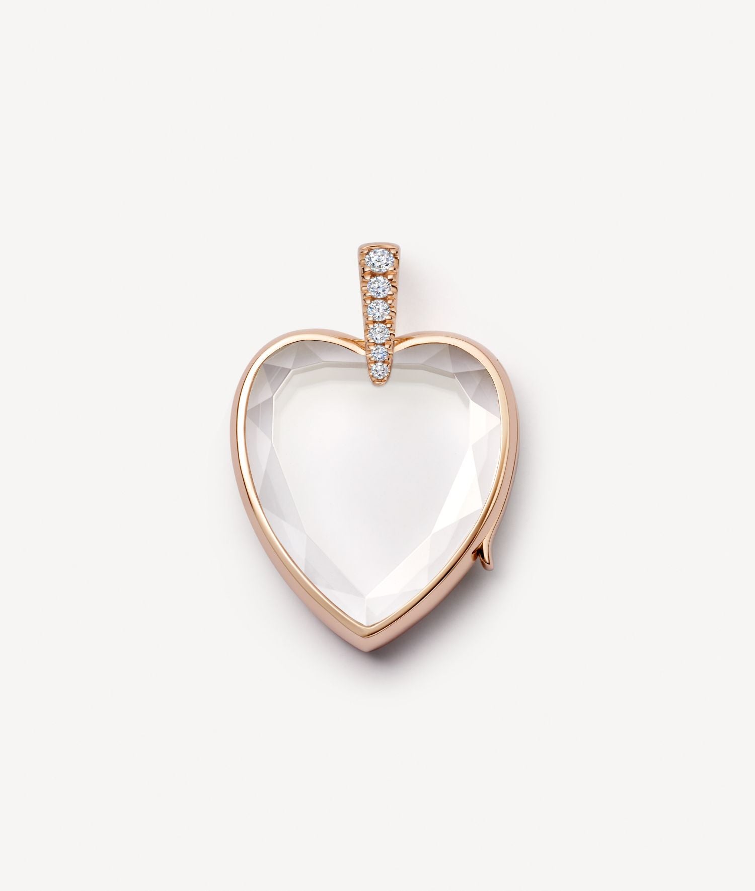 Empty Amate Diamond Heart Rose Gold Locket 14k.