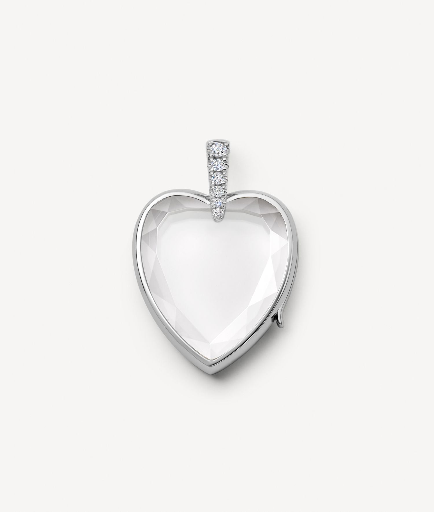 Empty Amate Diamond Heart White Gold Locket 14k