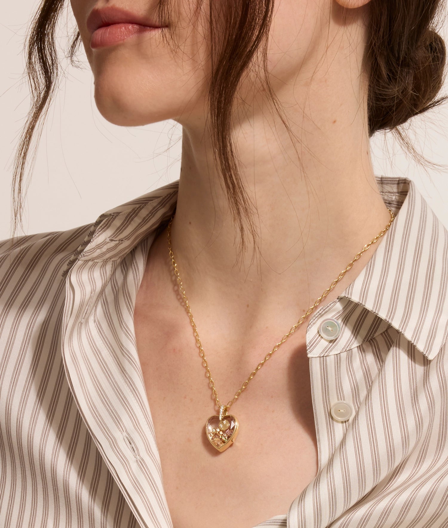 Amate Diamond Heart Gold Locket 14k