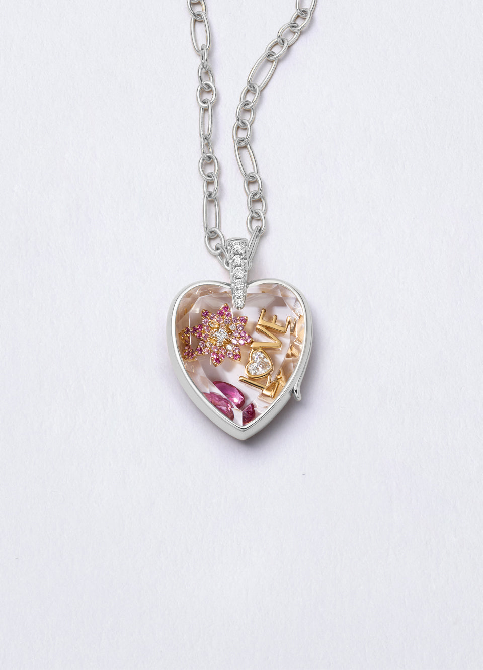 Amate Diamond Heart White Gold Locket 18K