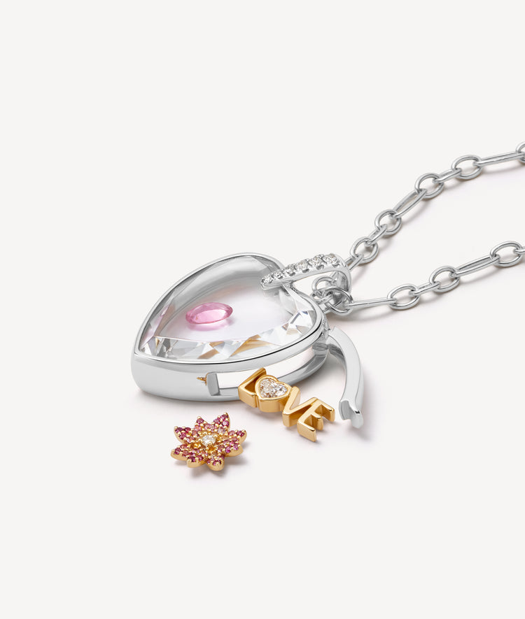 Amate Diamond Heart White Gold Locket 18K
