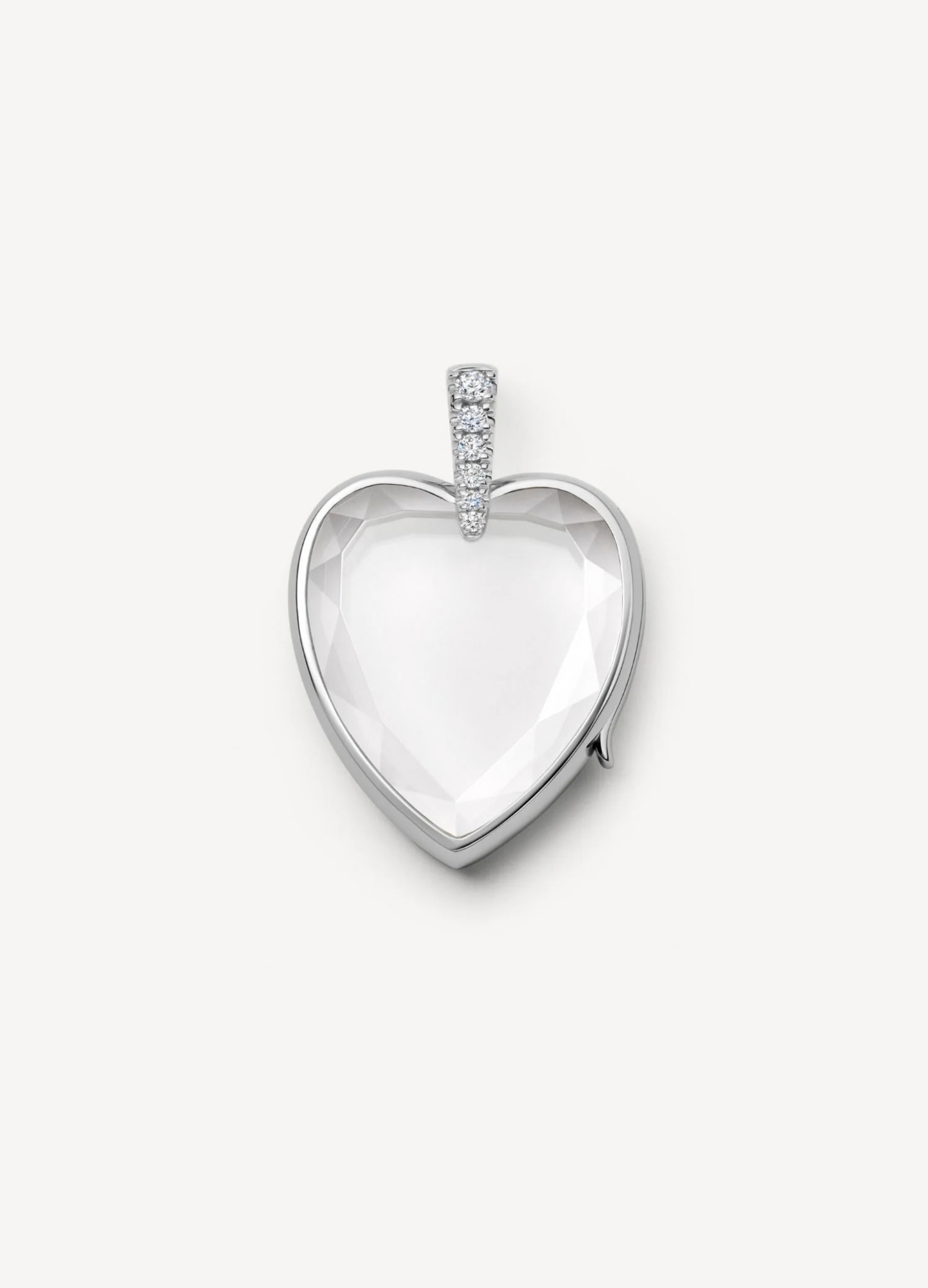 Amate Diamond Heart White Gold Locket 18K