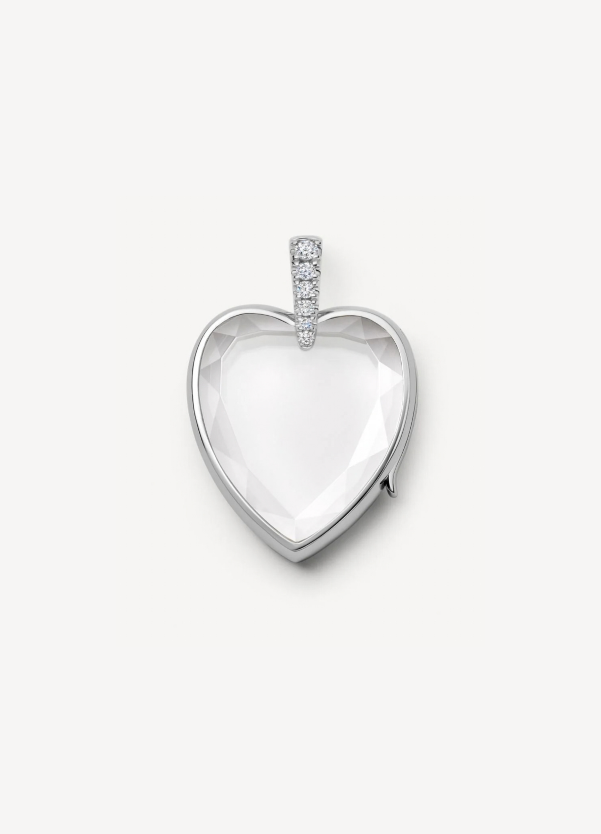 Amate Diamond Heart White Gold Locket 18K