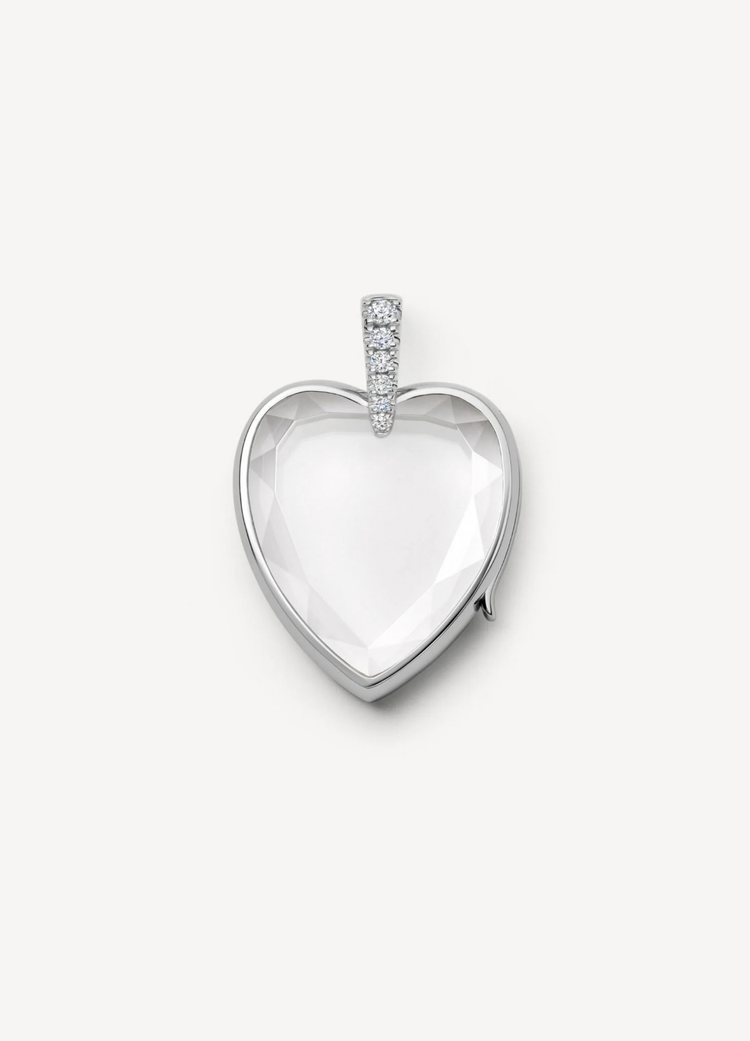Amate Diamond Heart White Gold Locket 18K