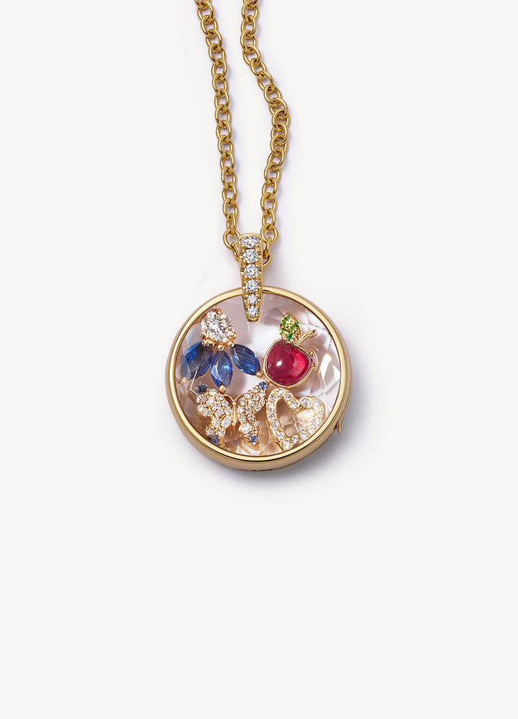 Lyra Round Diamond Gold Locket 18k