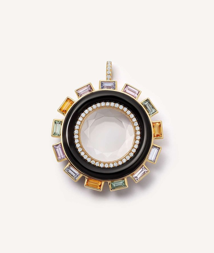 Aurora black agate and sapphire locket