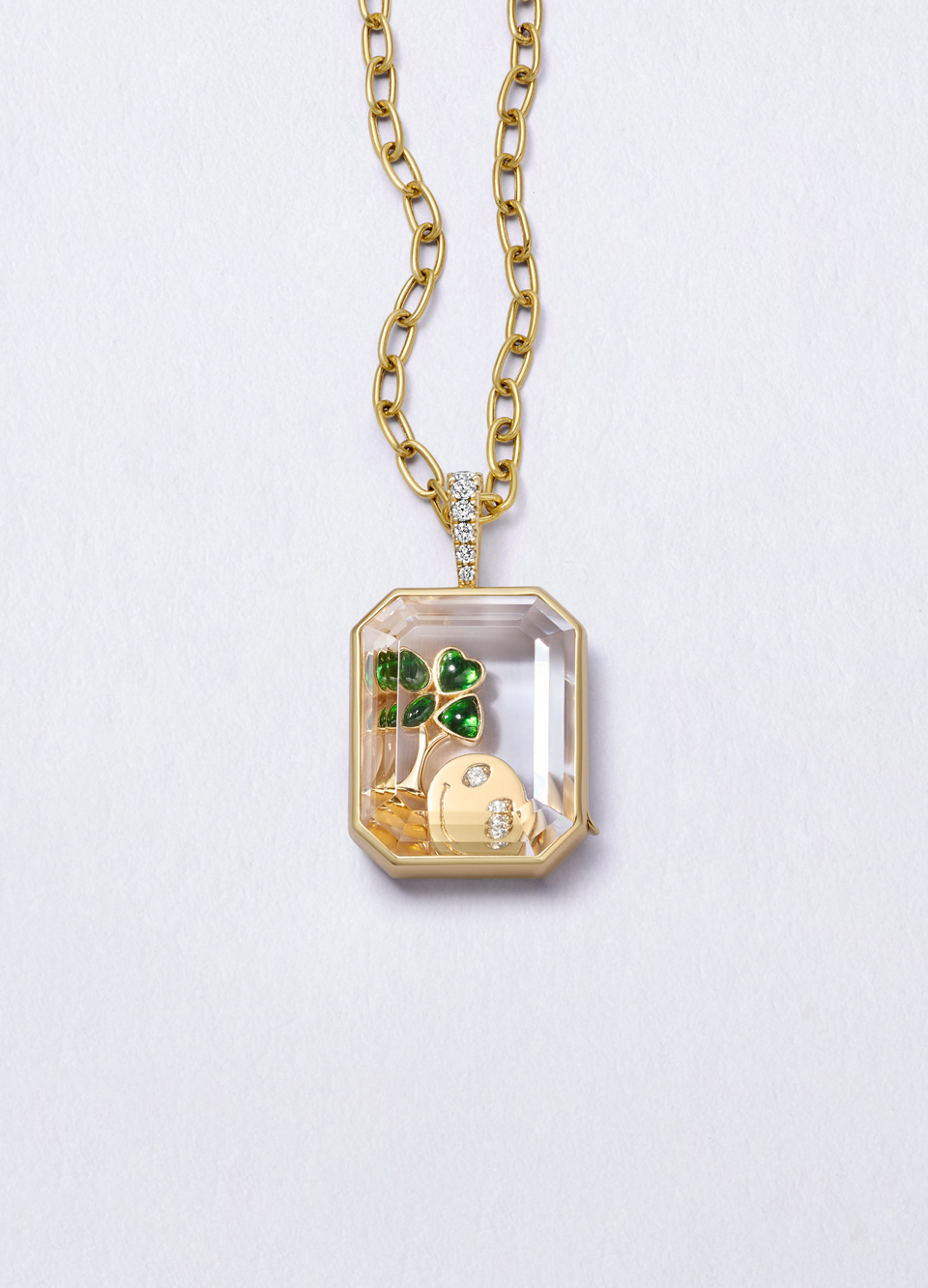 Baguette Gold Locket 18k