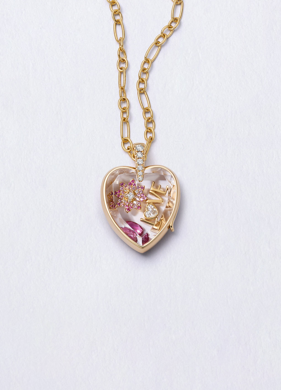 Amate Diamond Heart Gold Locket 14k