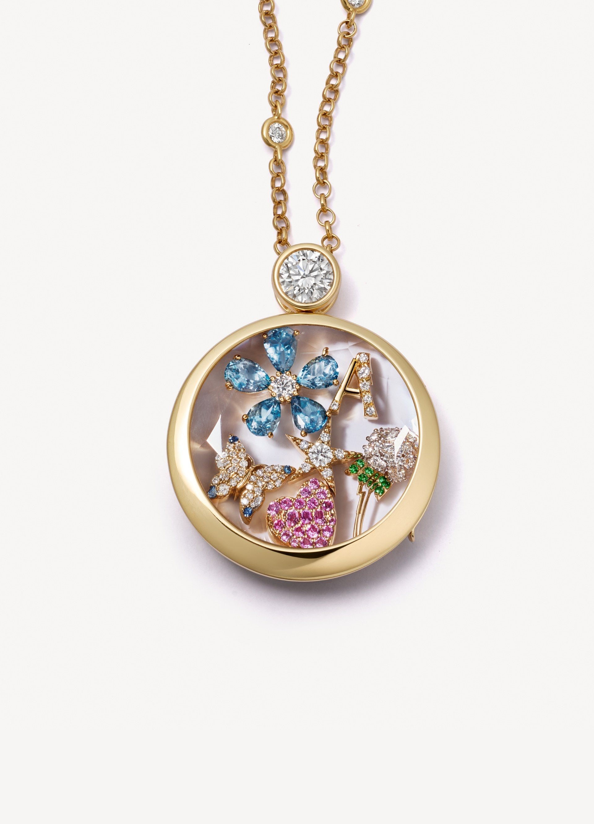 Solitaire Diamond Cushion Locket 18K