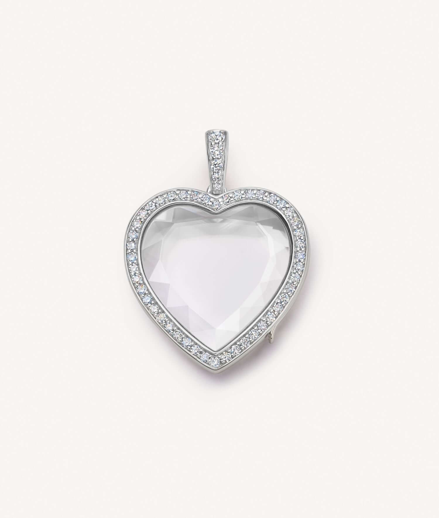 Empty Diamond Eros Heart White Gold Locket 18k.