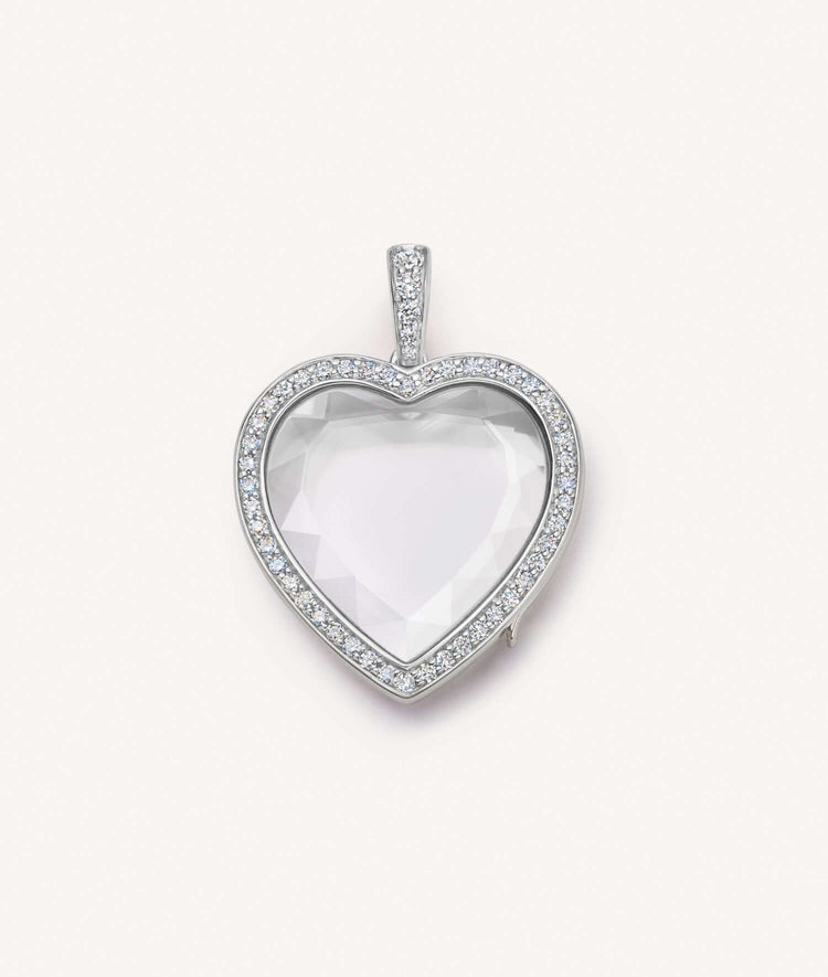 Empty Diamond Eros Heart White Gold Locket 18k.