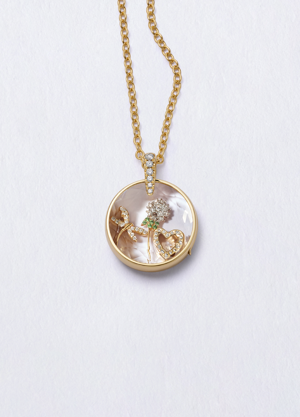 Lyra Round Diamond Gold Locket 14k