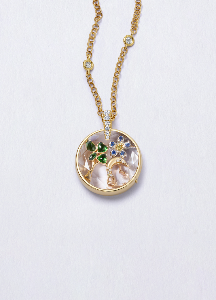 Lyra Round Diamond Gold Locket 14k