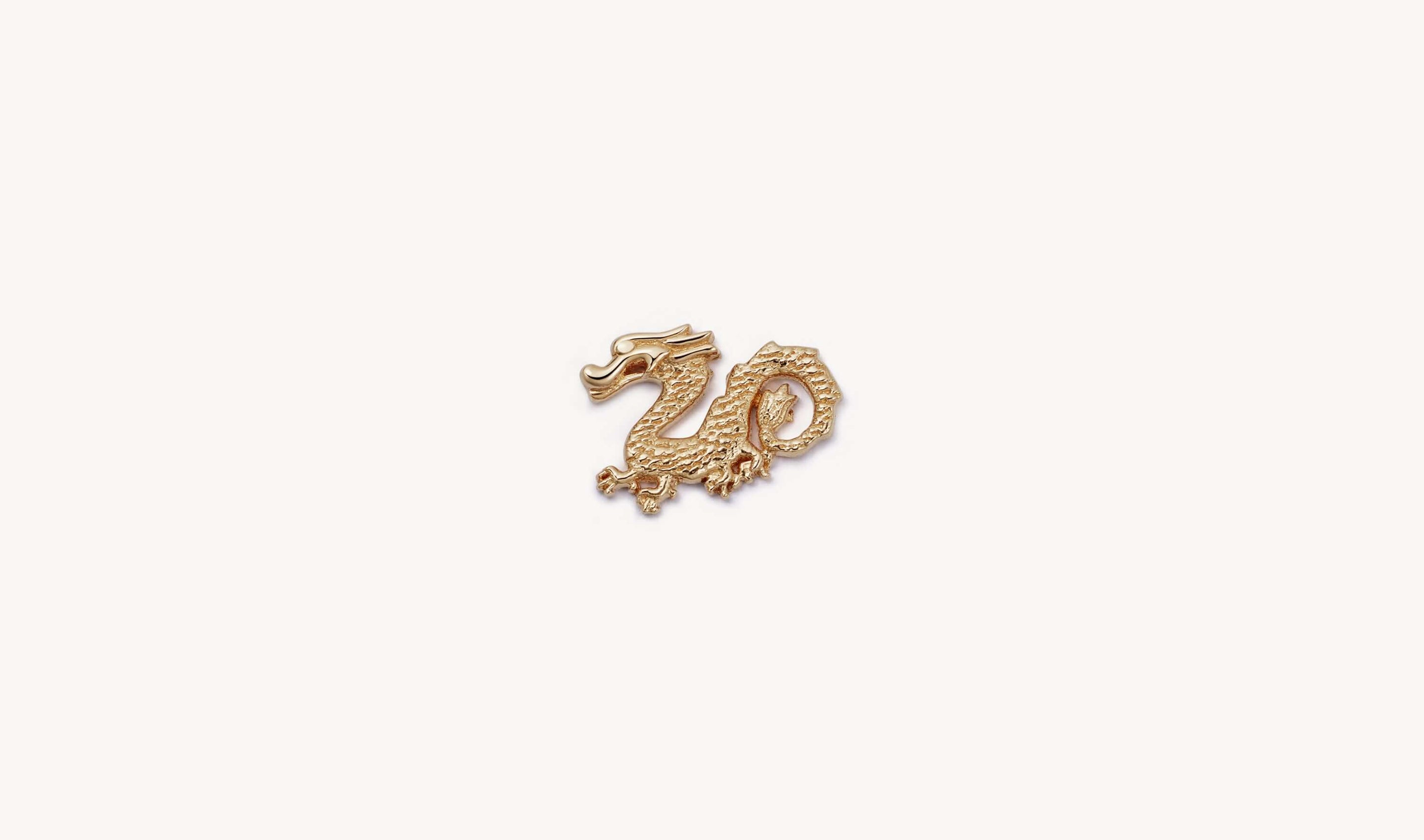 18k yellow gold Chinese dragon locket charm