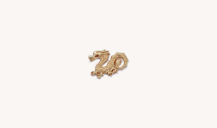 18k yellow gold Chinese dragon locket charm