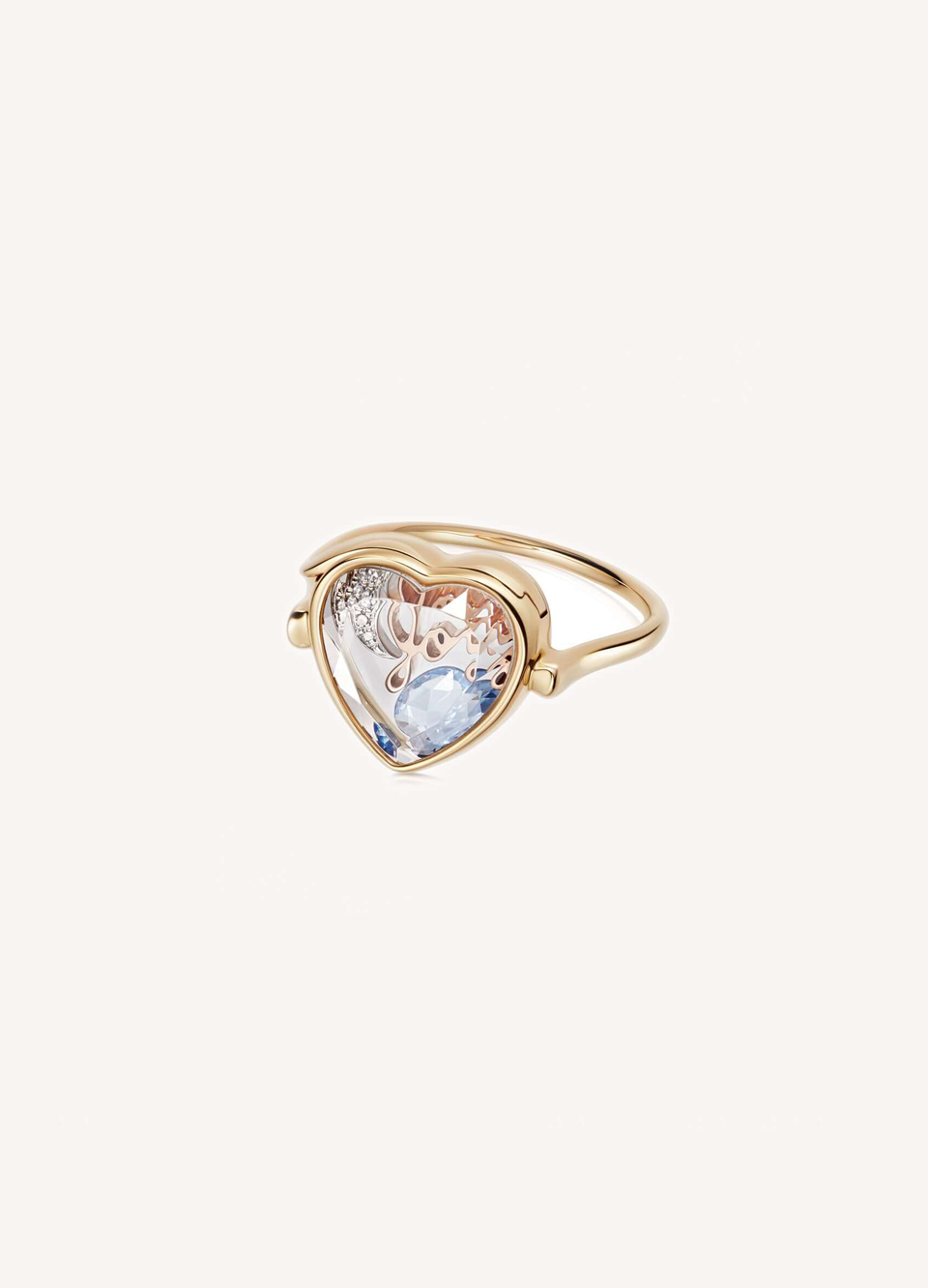Faceted Heart Locket Ring 18k