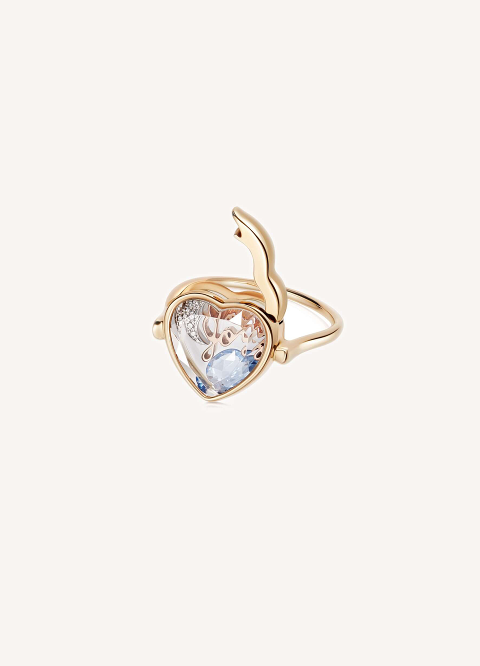 Faceted Heart Locket Ring 18k