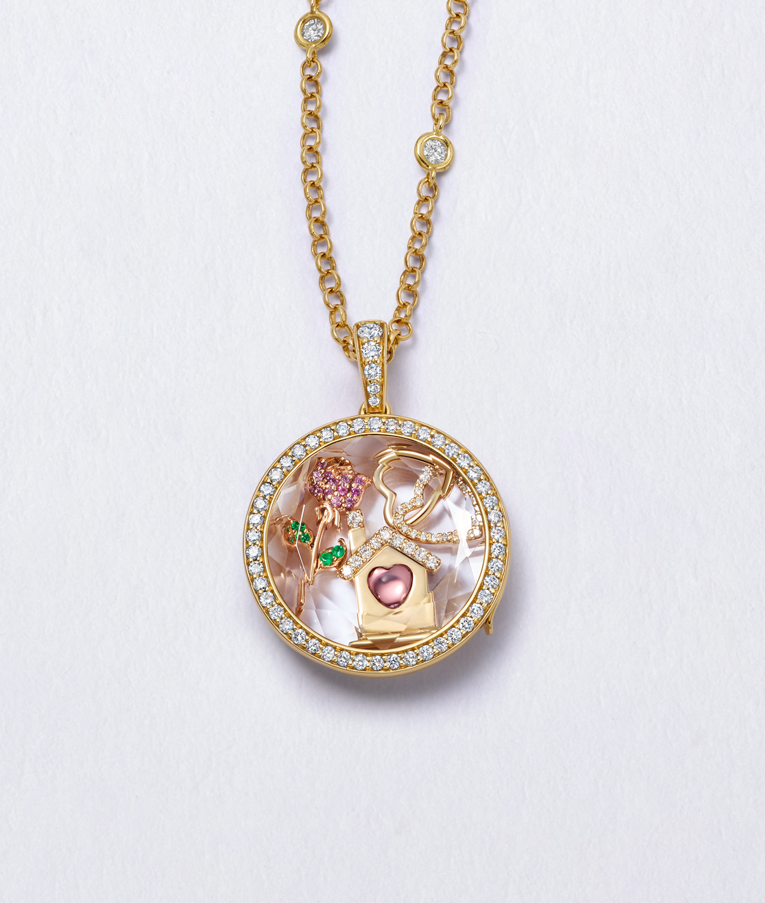 Pink Sapphire Rose Charm