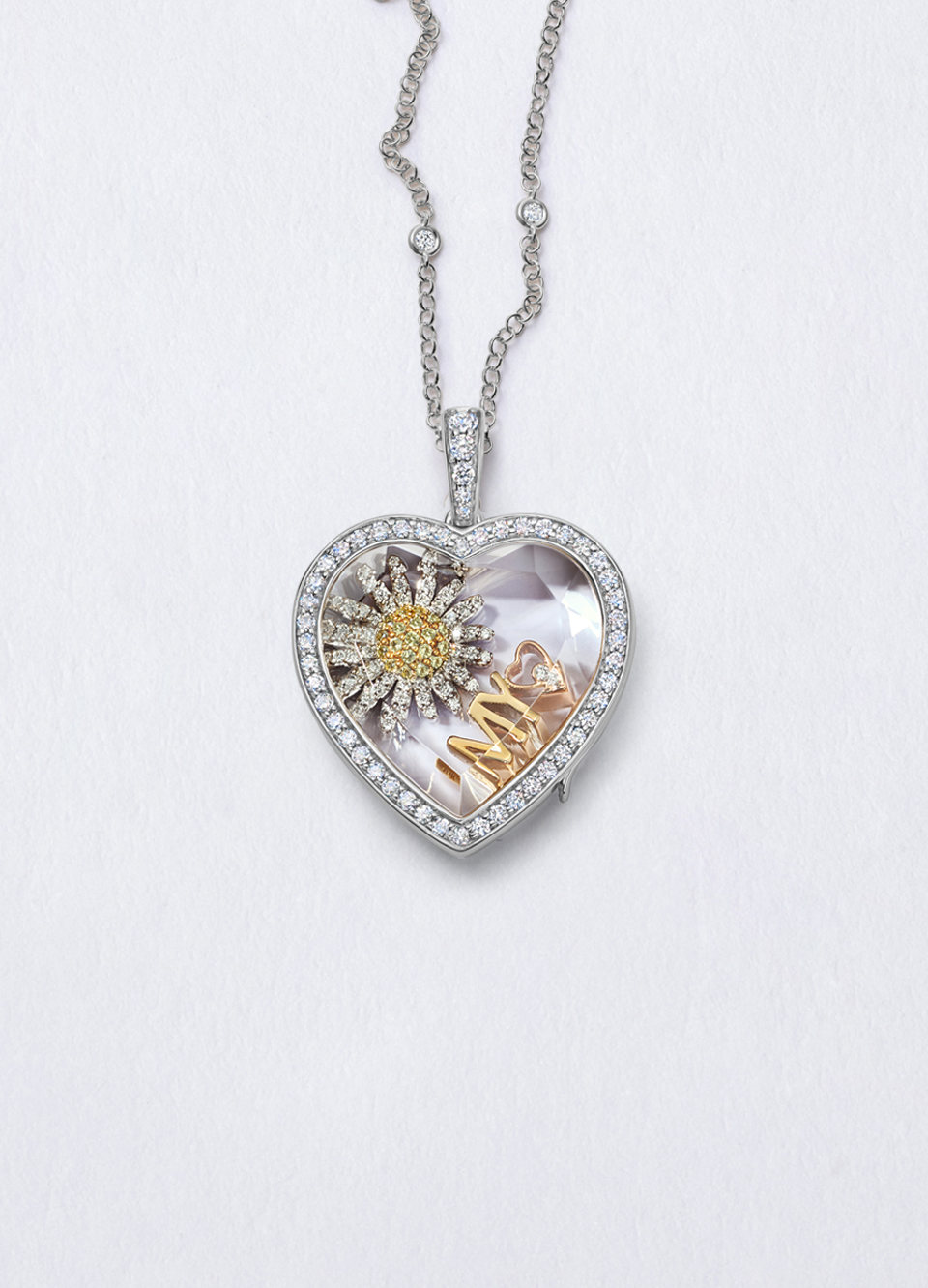 Heritage Diamond Heart White Gold Locket 18k