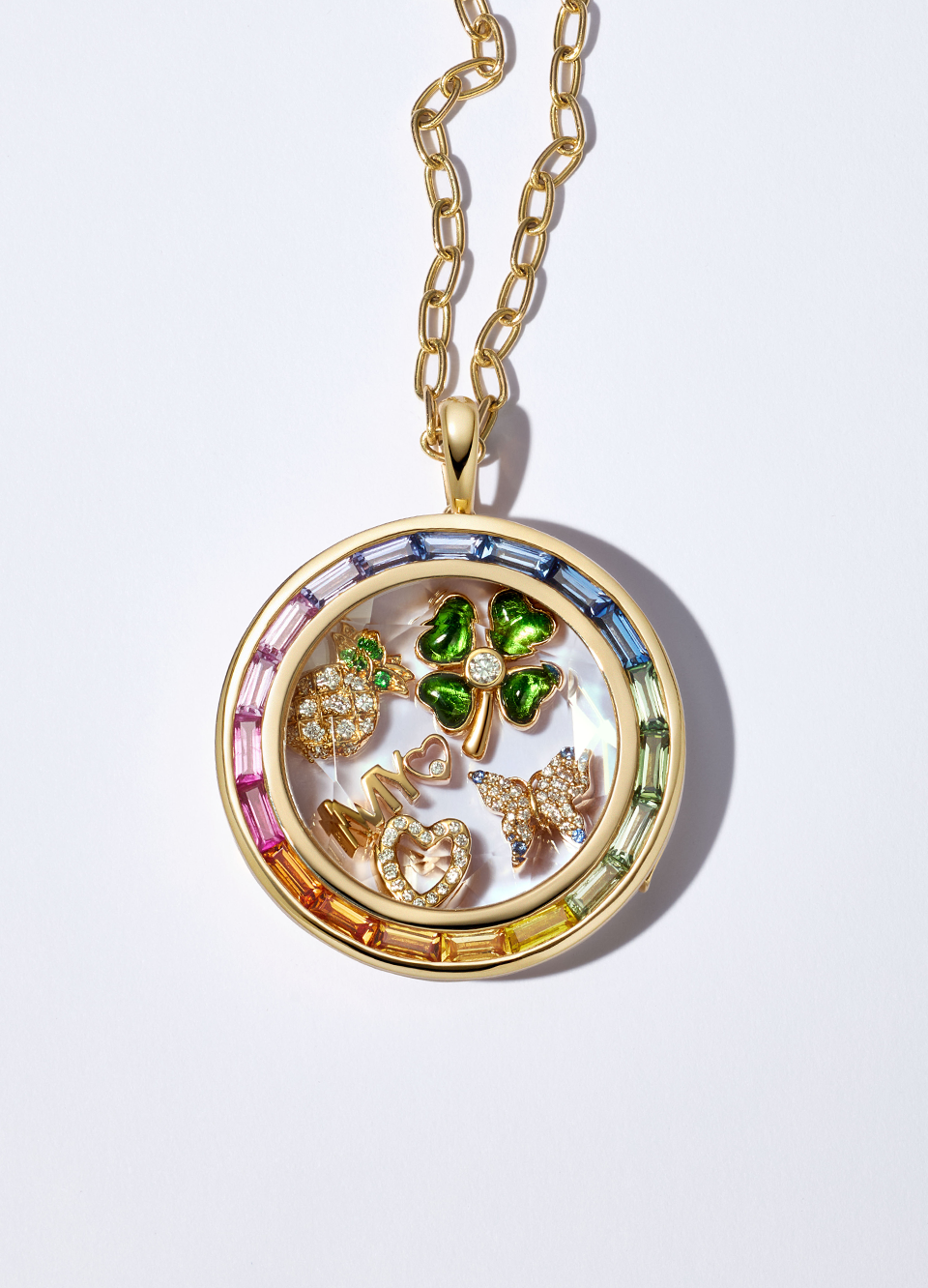 Iris Baguette Locket 18K