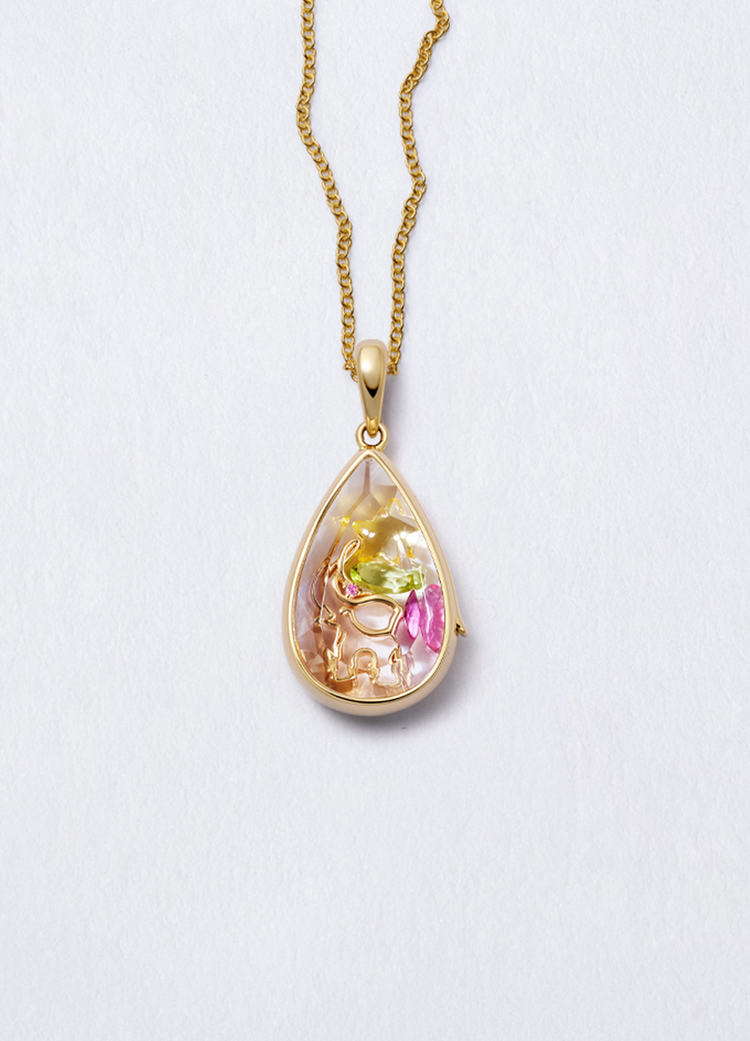 Lacrima Teardrop Gold Locket 14k