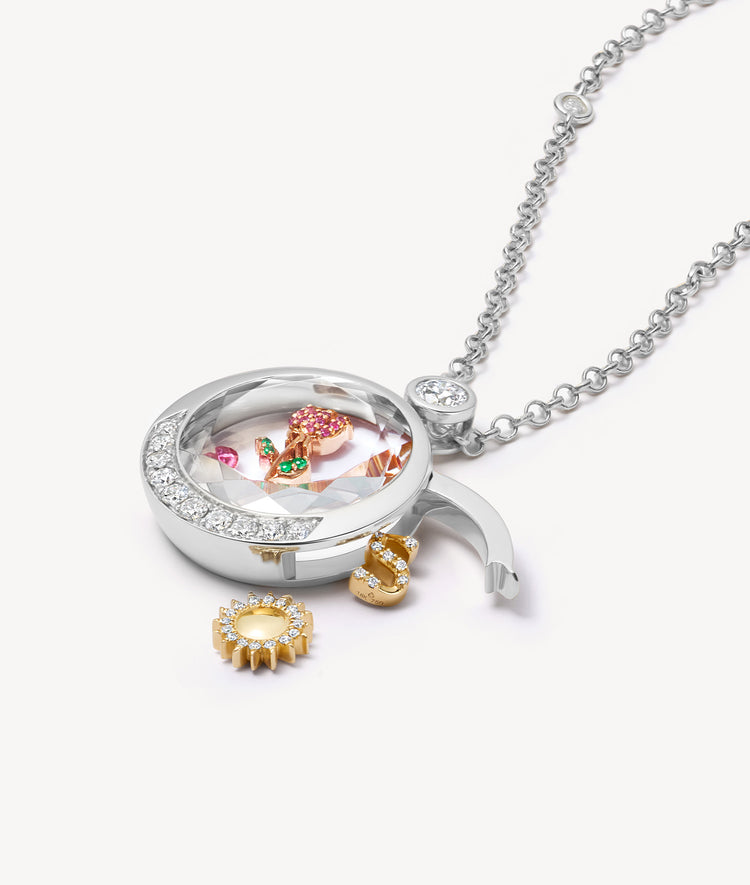 Lunar Cushion White Gold Locket 18K