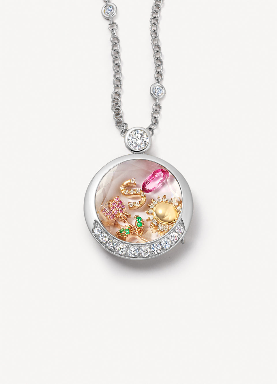 Lunar Cushion White Gold Locket 18K