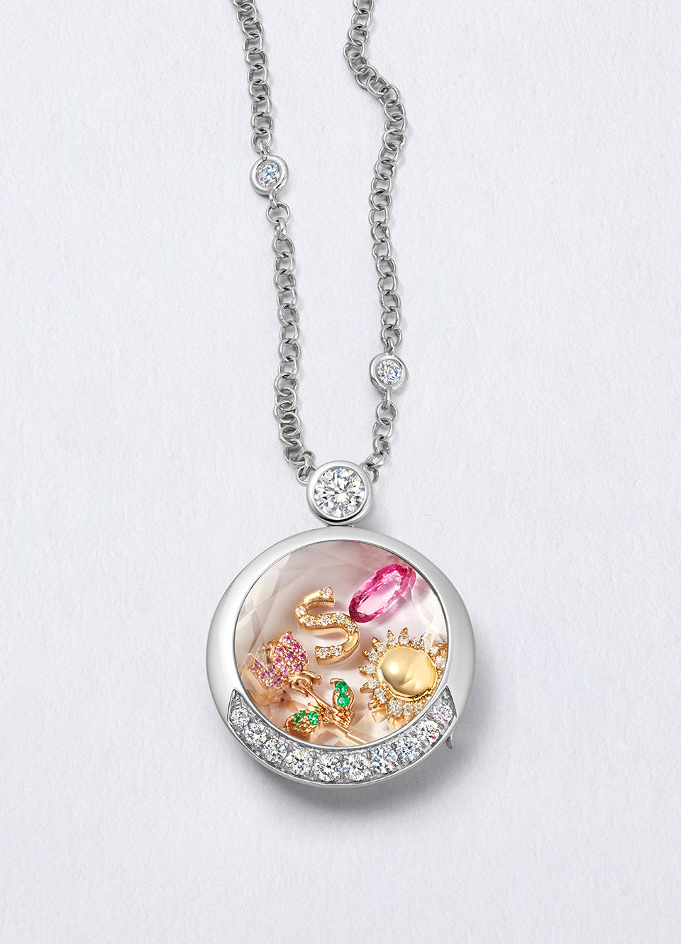 Lunar Cushion White Gold Locket 18K