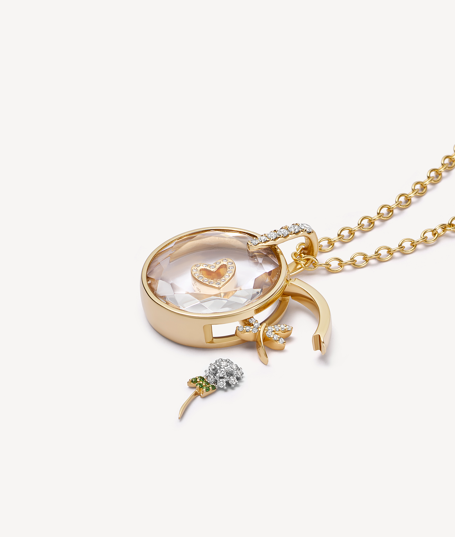 Dandelion Flower Charm | Diamonds & Tsavorites | Loquet London