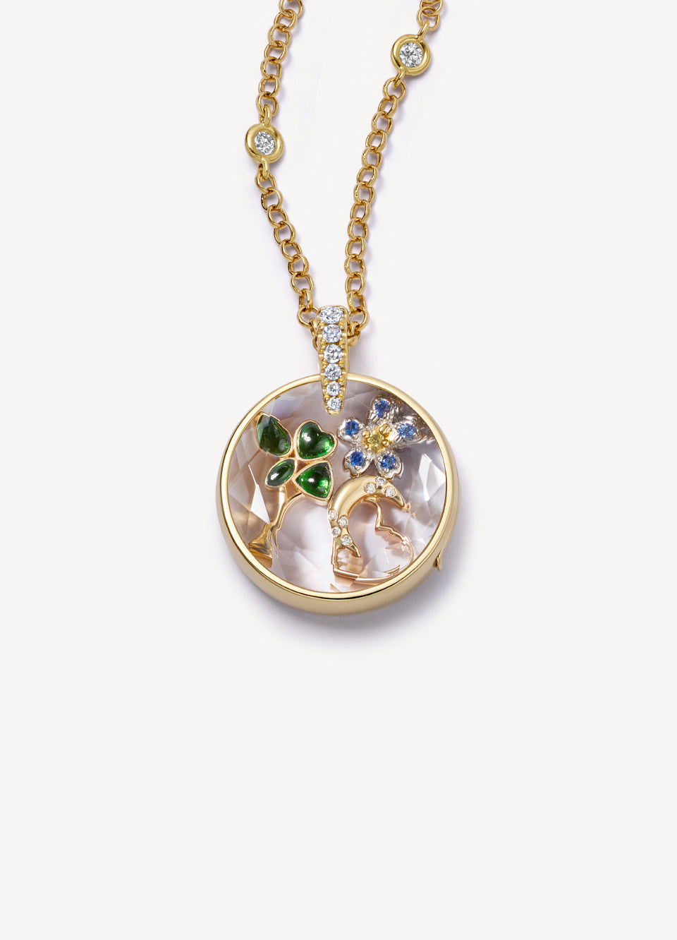 Lyra Round Diamond Gold Locket 18k