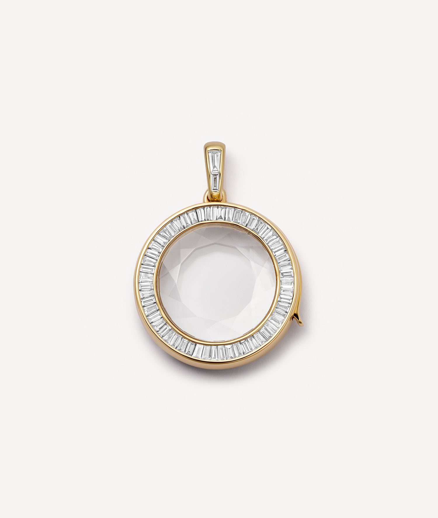 Orb Diamond Baguette Locket 18k