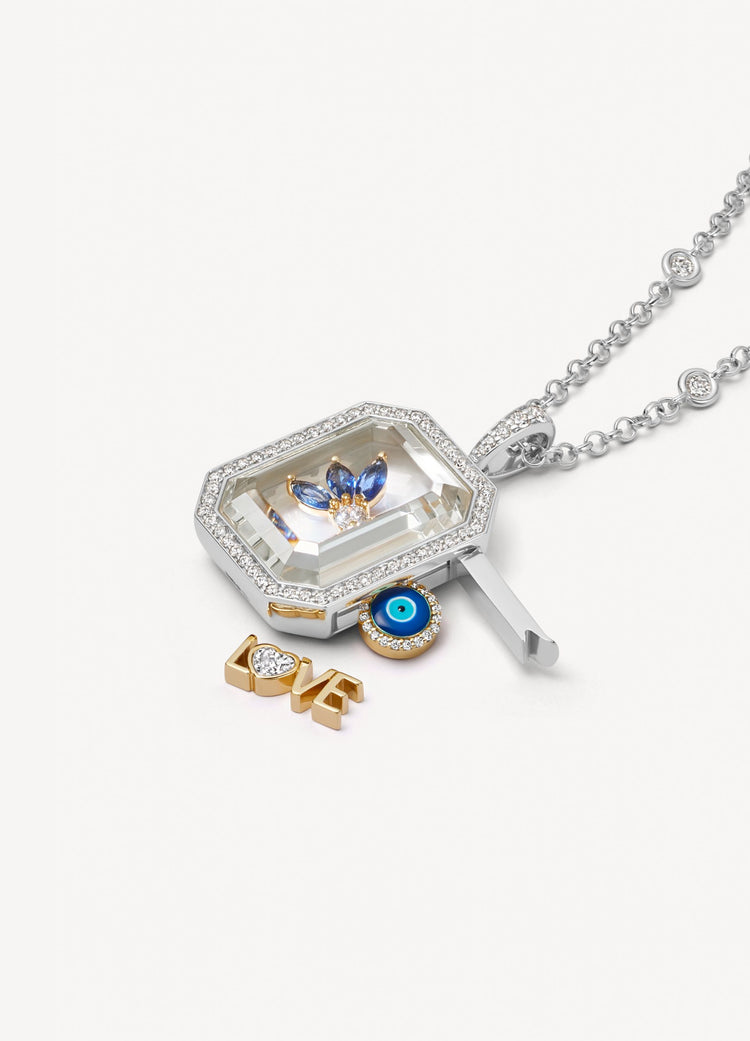 Heritage Diamond Baguette  White Gold Locket 18k