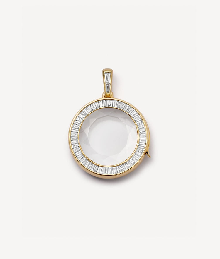 Orb Diamond Baguette Locket 18k.
