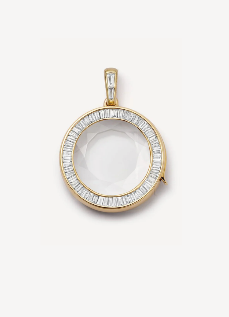 Orb Diamond Baguette Locket 18k