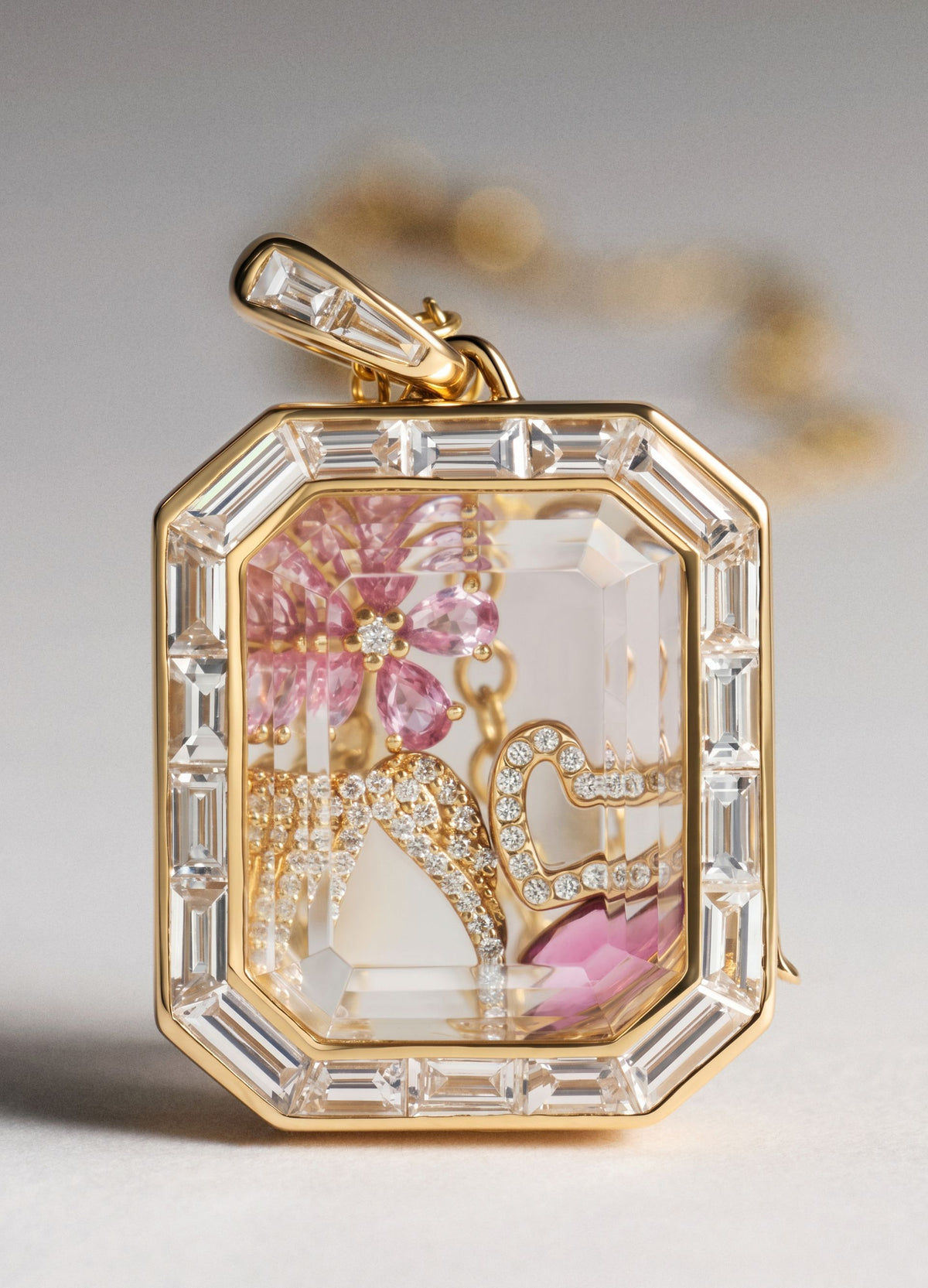Otto Diamond Baguette Locket 18k