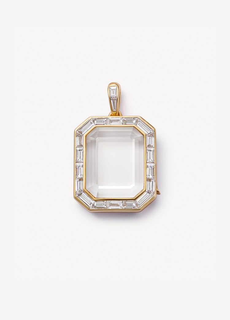 Otto Diamond Baguette Locket 18k