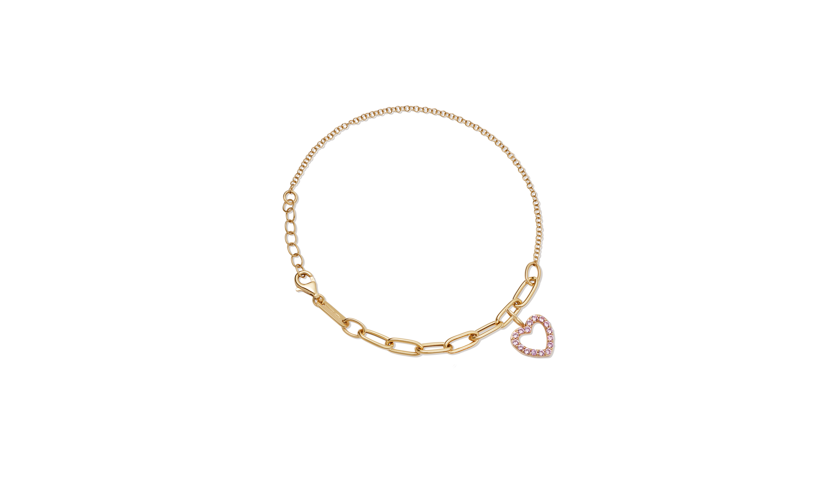 Pink Heart Bracelet Charm 18k
