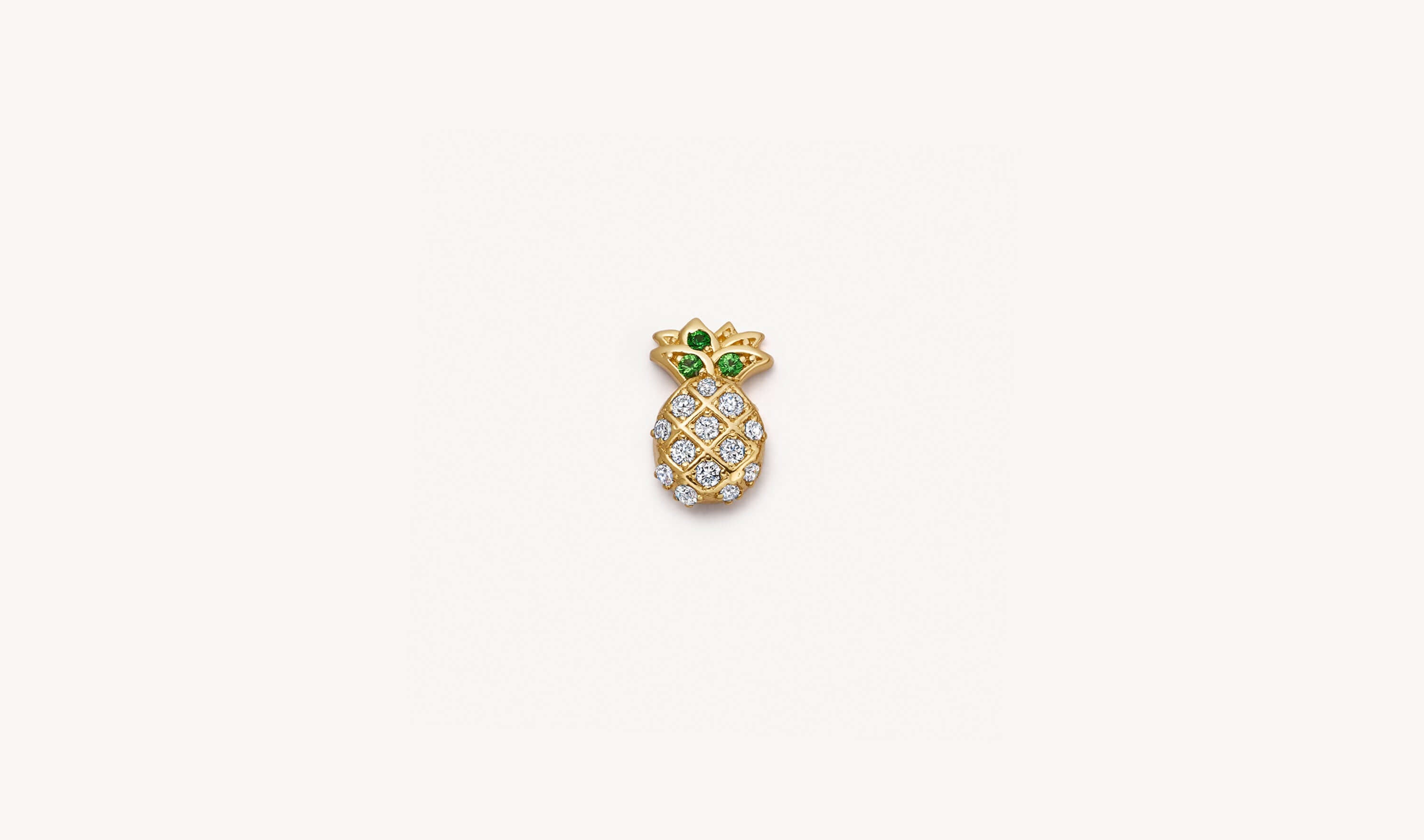 18k yellow gold pineapple charm design set with diamonds made to style your locket pendant