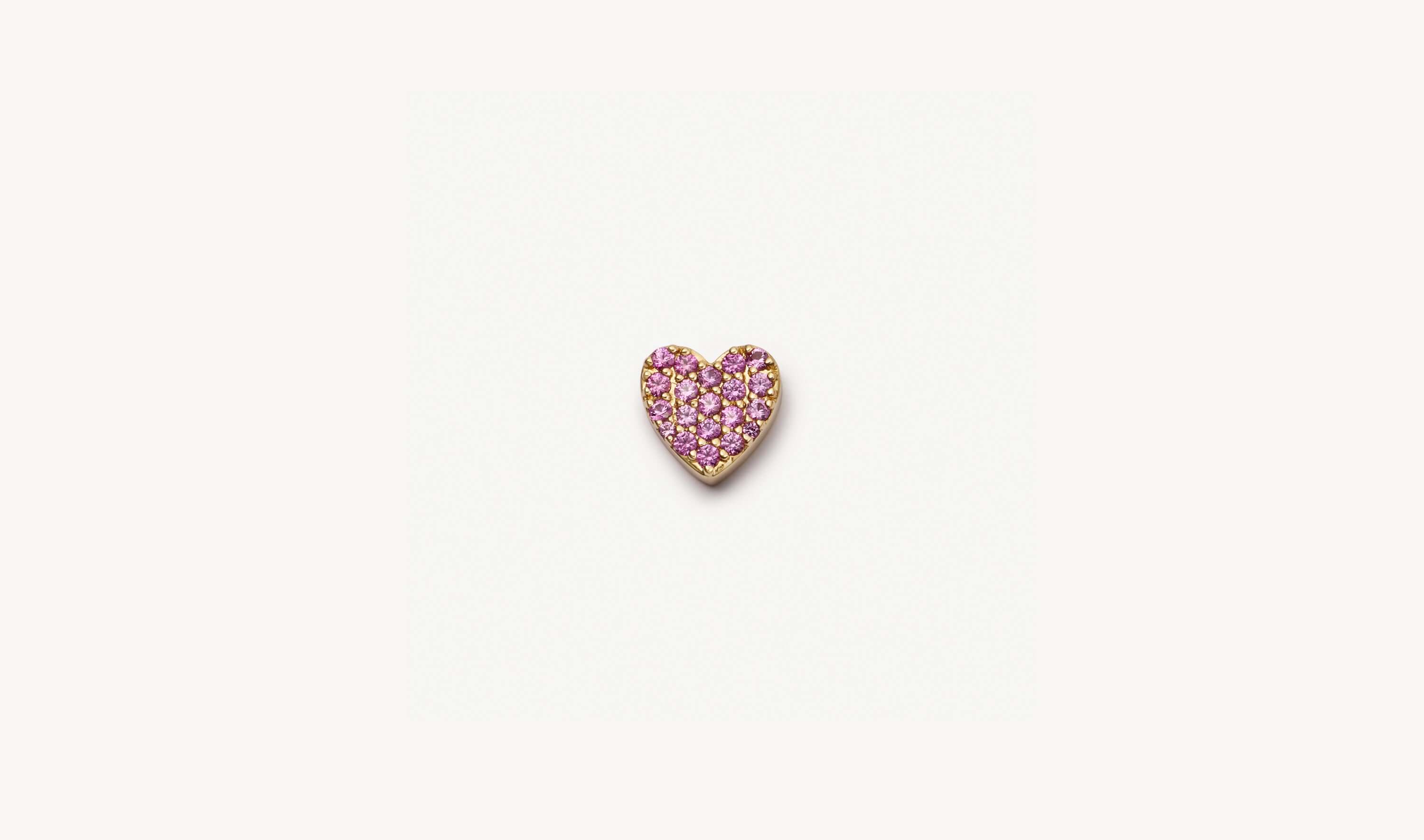 Pink sapphire set heart shape charm