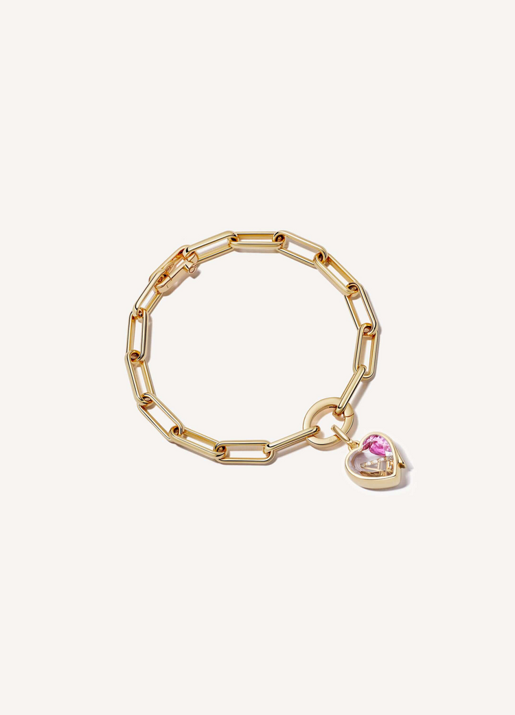 Single Heart Locket link bracelet